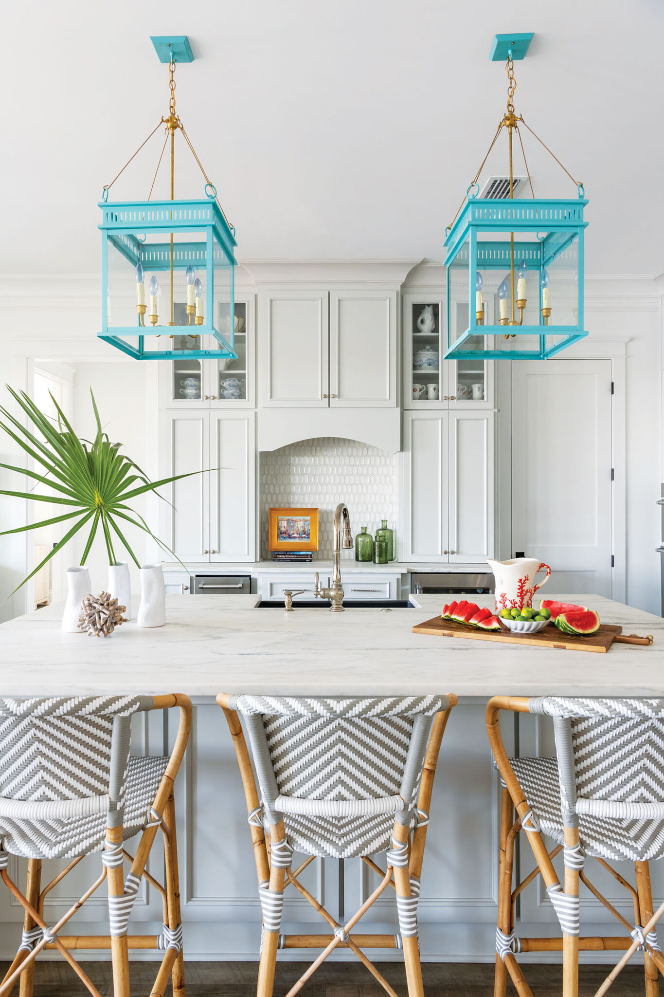 Open concept white kitchen