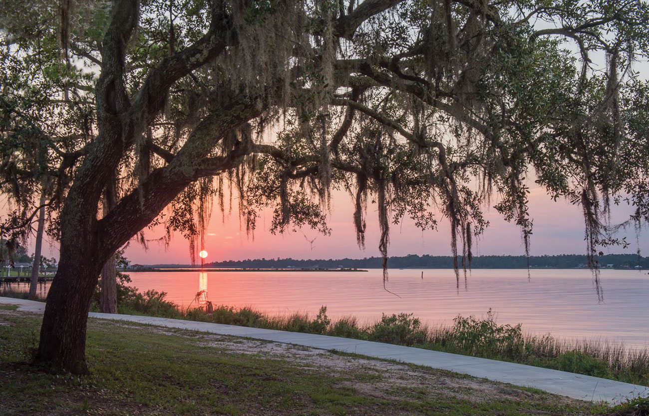 Sunset view of the water