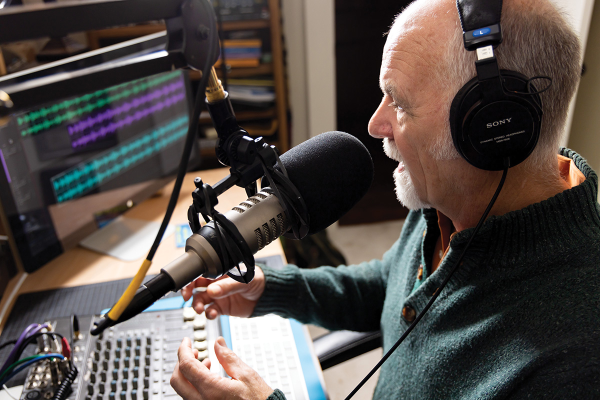 Catt Sirten recording at his home radio studio