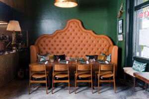 Banquette table seating at West Food Bar