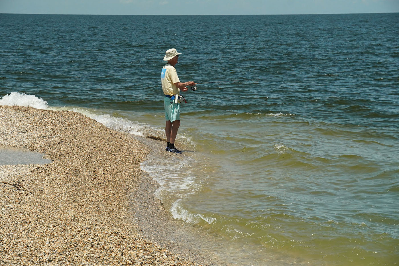 Buddy Russell enjoys fishing on the beach