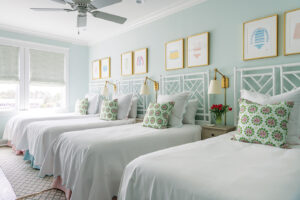 kids room with beach themed artwork