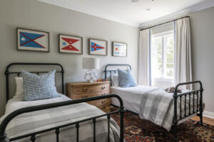 boys bedroom with matching twin beds