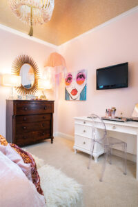 stylish pink girls office space