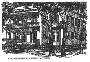 Sketch of the carnival museum of Mobile, once known as the Bernstein-Bush House