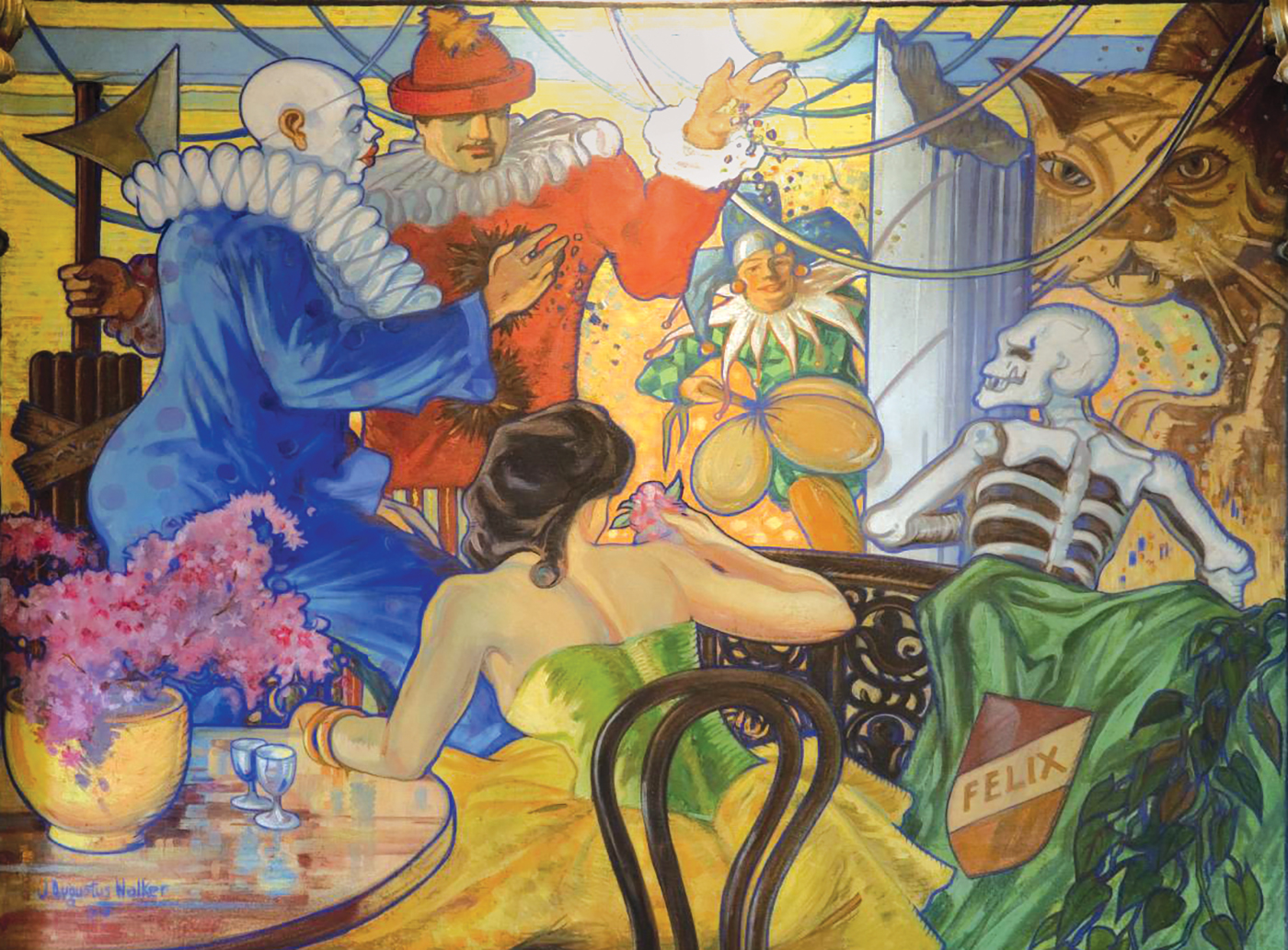 A colorful mural titled "Fraternity" hanging in The History Museum of Mobile, created by John Augustus Walker. 