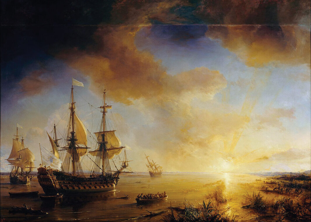 Painting of La Salle's expedition to Louisiana in 1684