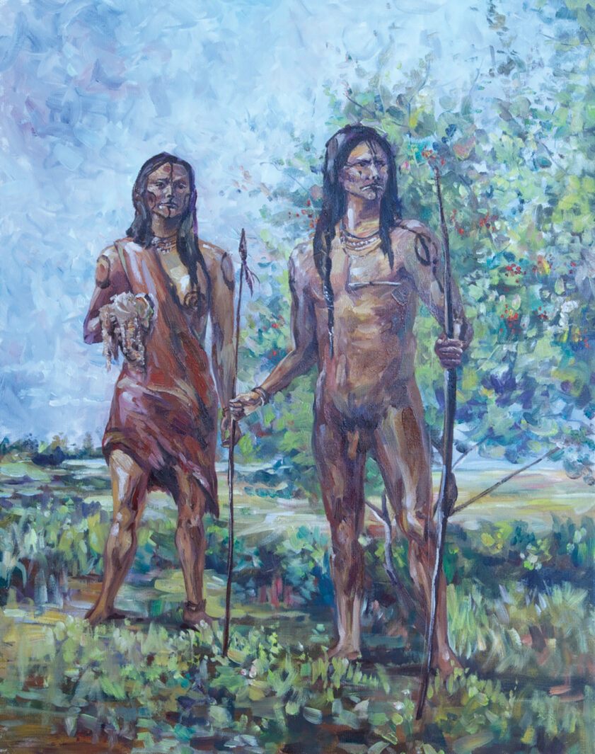 Painting of two Native Americans by Michelle Huang