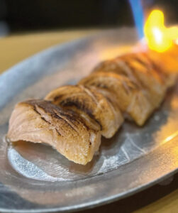 Seared Salmon Belly Nigiri at Rayza’s Restaurant