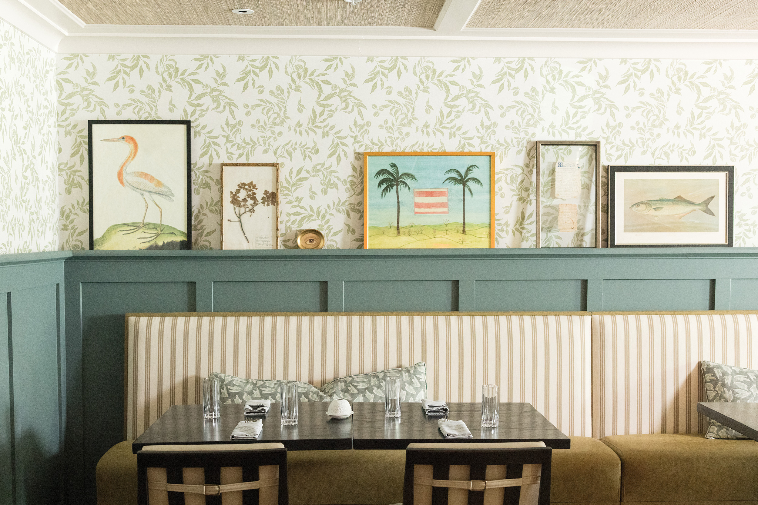 Interior dining booth at Little Bird