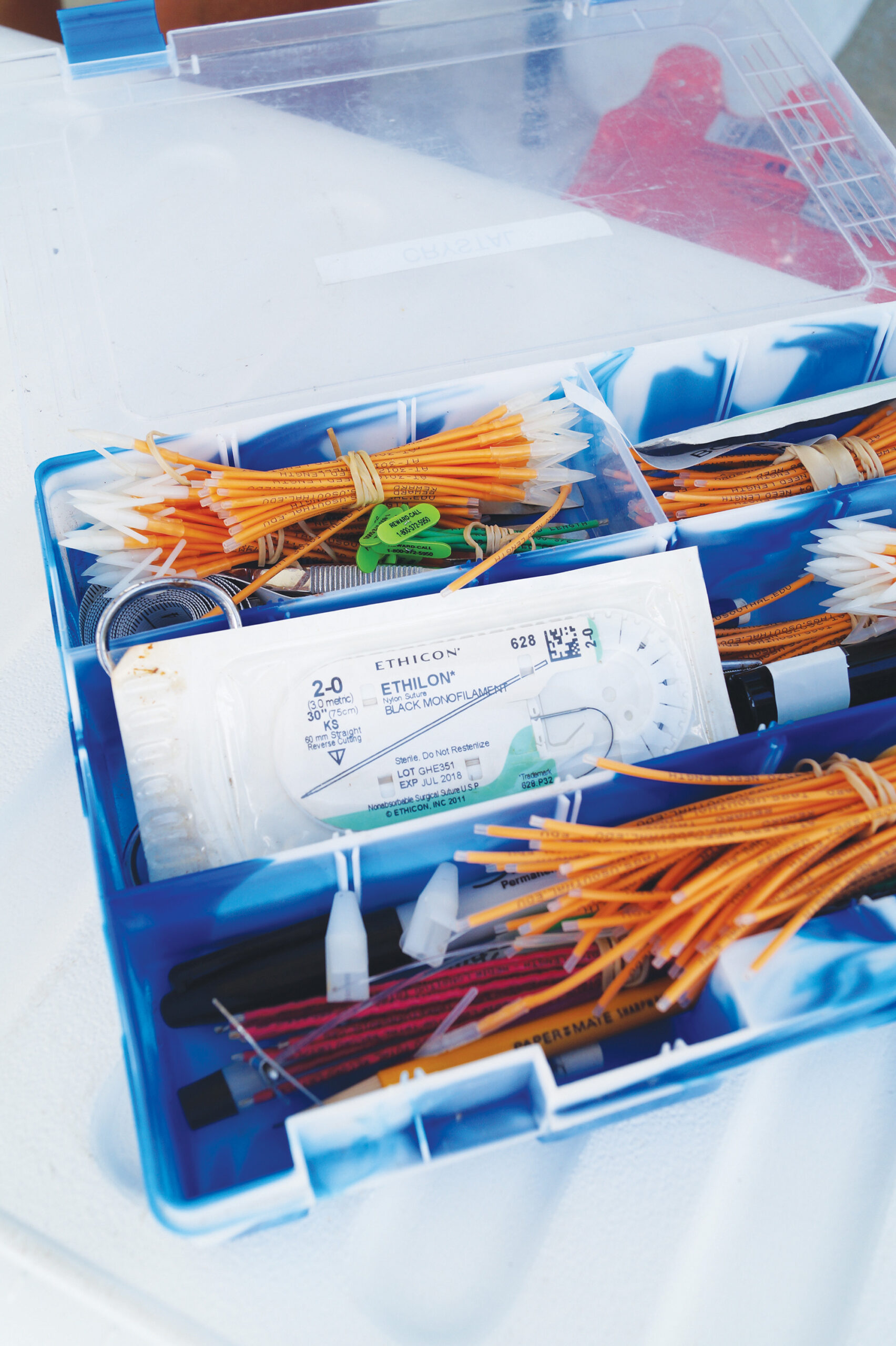 aerial view of a fish tagging kit