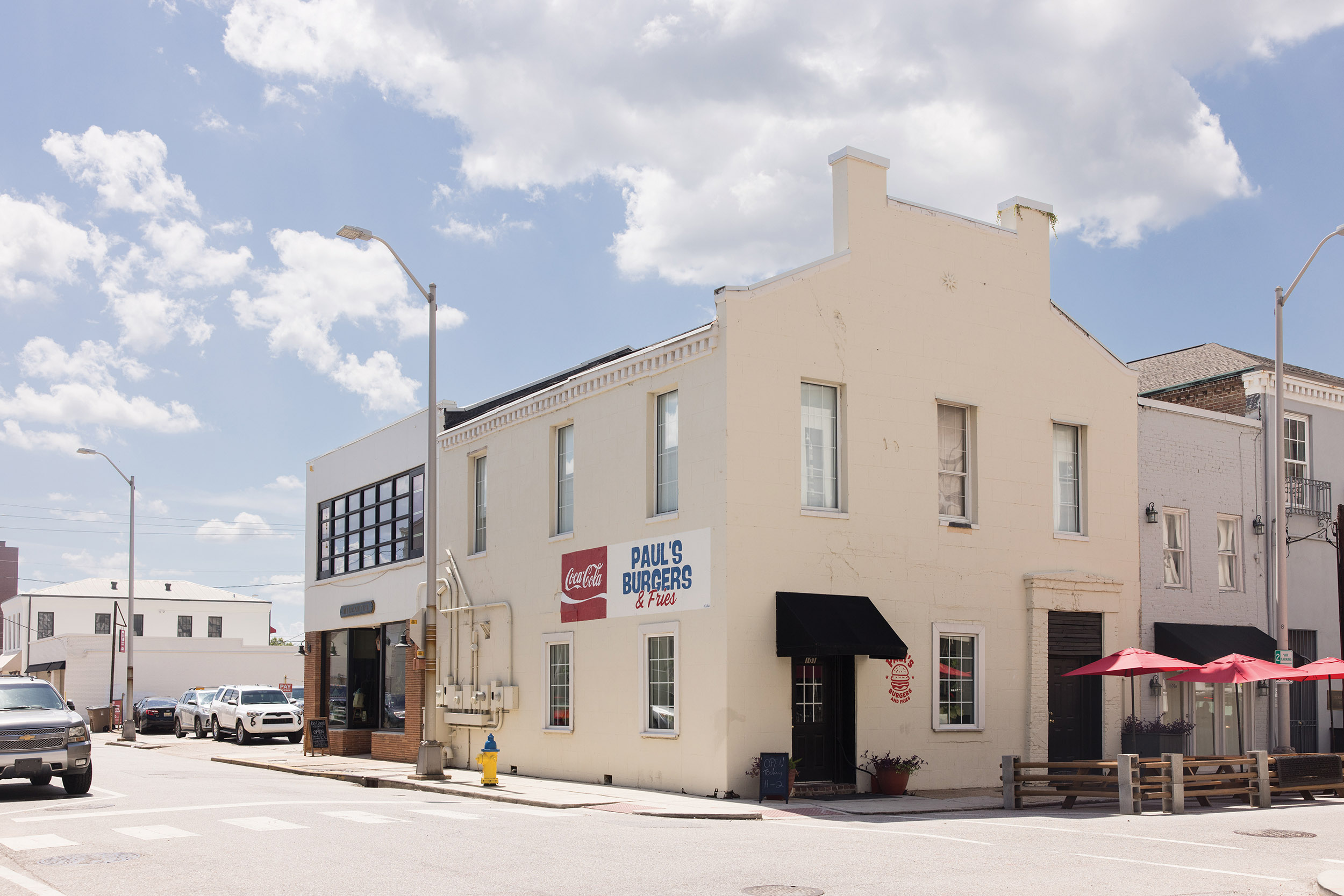 Exterior street view of Paul's Burgers and Fries