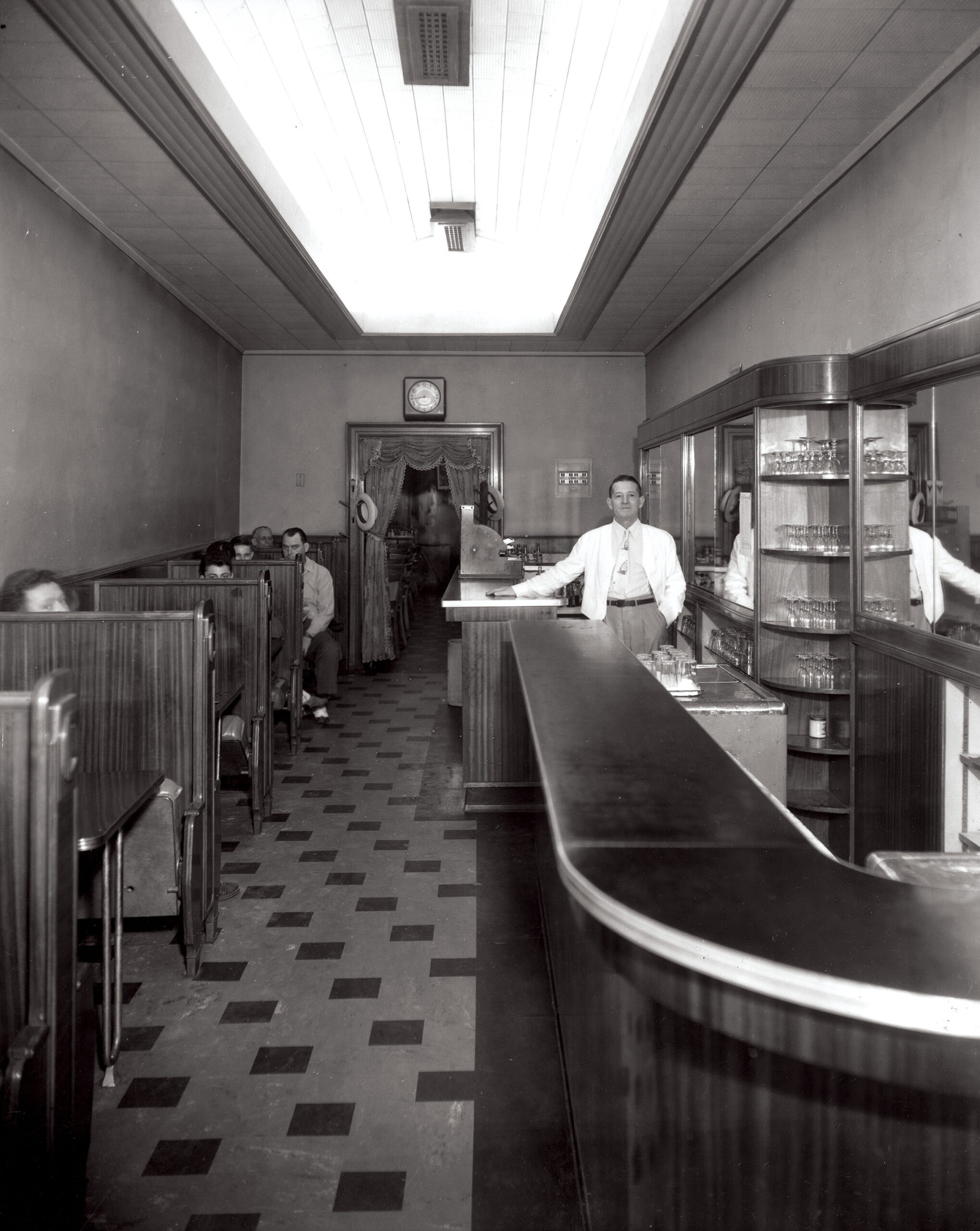 Historic photo  of the counter inside Constantine's Restaurant
