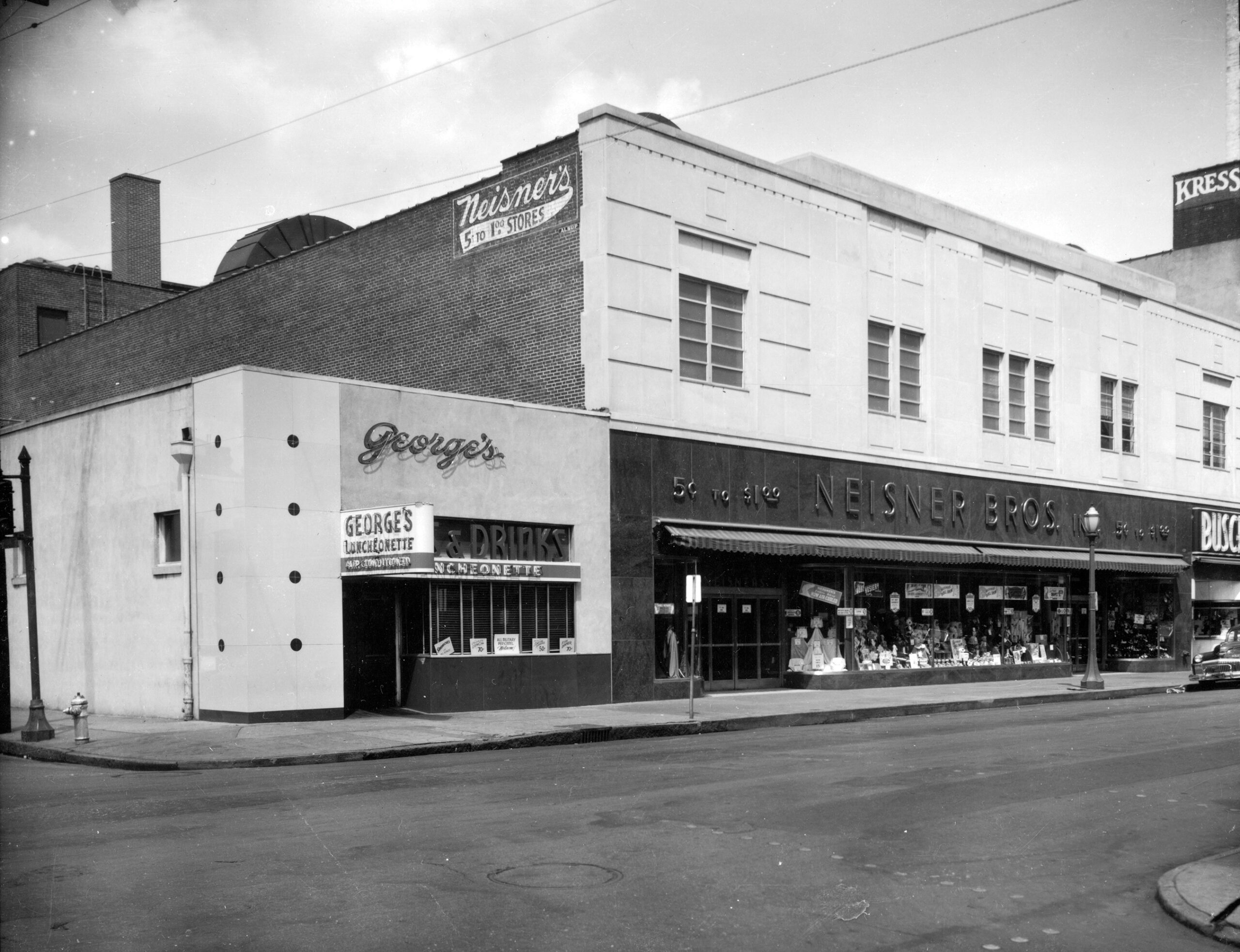 Historic photo of the exterior of Neisner's