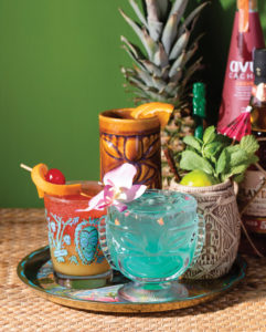 Three color cocktails created for Mobile's Tiki Week