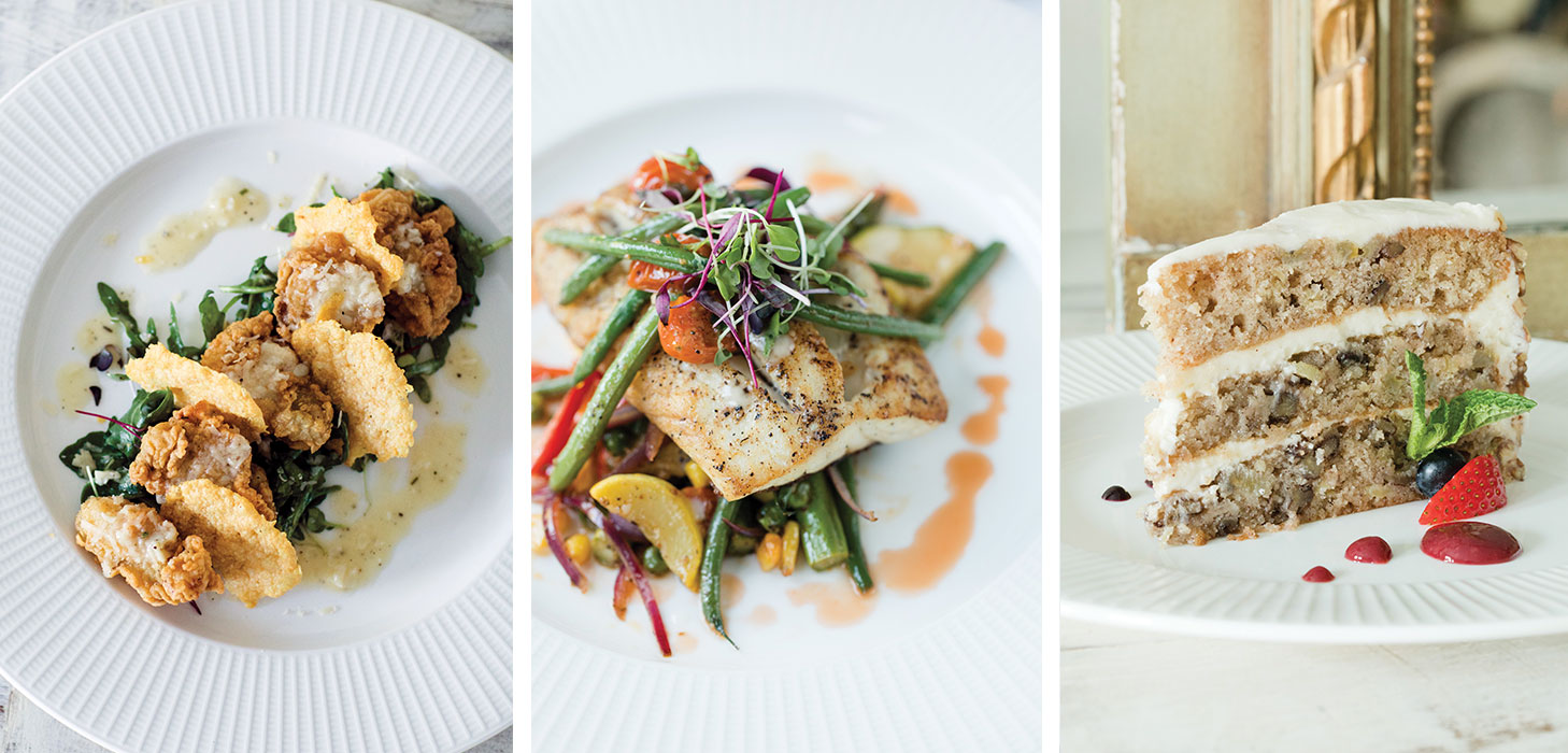 Food dishes from The Fairhope Inn